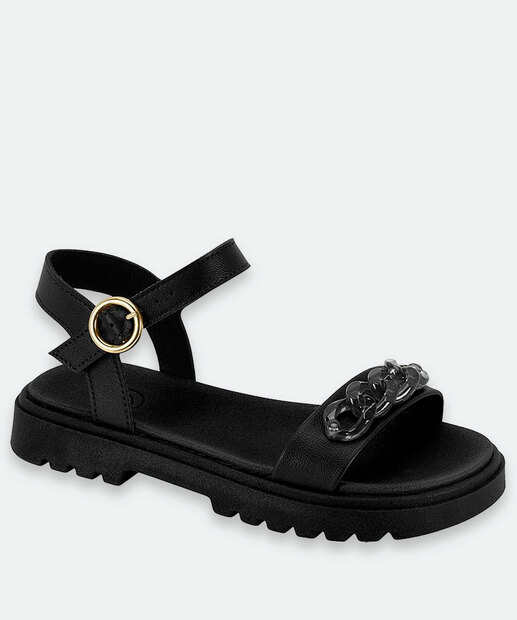 Image_Sandália Infantil Molekinha Preta com Corrente 