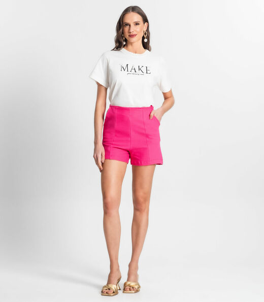 Shorts Feminino Em Moletinho Endless Rosa