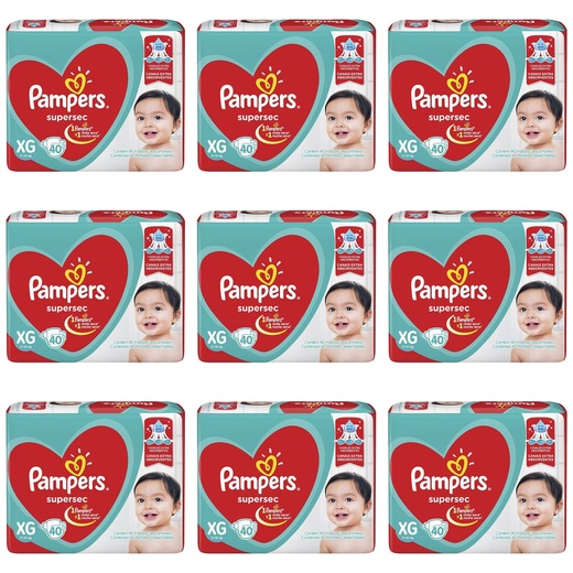 Image_Kit 9 Fraldas Supersec ”Xg” Pampers Simples c/40 Unidades cada