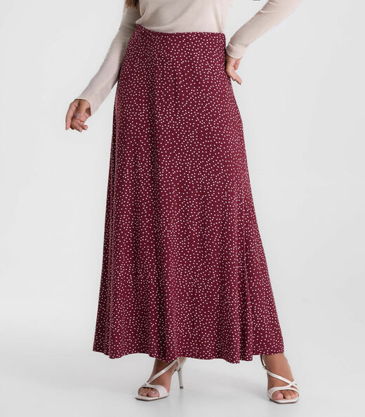 Saia Feminina Midi Visco Maquinetada Endless Vermelho