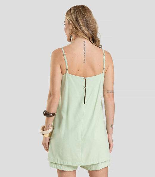 Macaquinho Feminino em Linho Dianna Verde