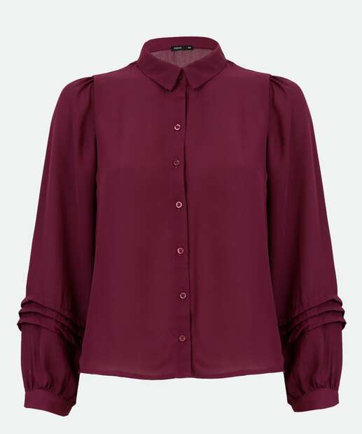 Camisa Feminina Pregas Manga Longa Marisa 