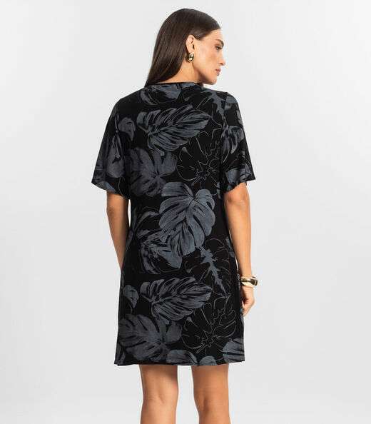Vestido Feminino Estampado Rovitex Preto