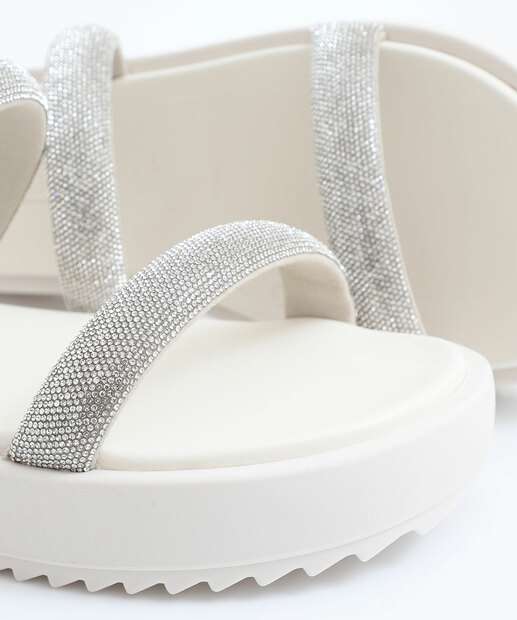 Tamanco Feminino Flatform Tiras Moleca Branco