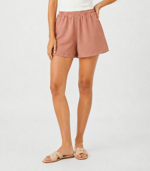 Shorts Feminino Em Poly Gorgurinho Infinita Cor Marrom