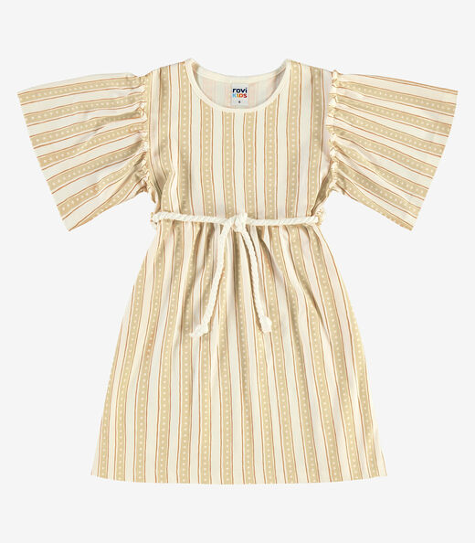Image_Vestido Infantil Cotton Listrado Rovi Kids Bege