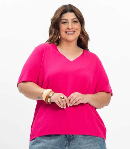 Blusa Feminina Plus Size Secret Glam Rosa
