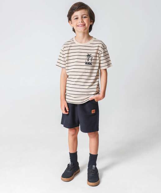 Camiseta Juvenil Listrada Marisa Tam 4 a 10 Bege