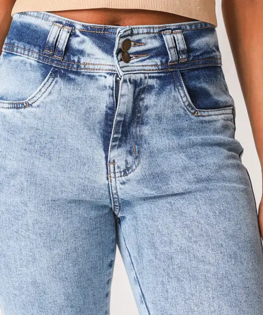 Calça Jeans Skinny Feminina Marmorizada Azul