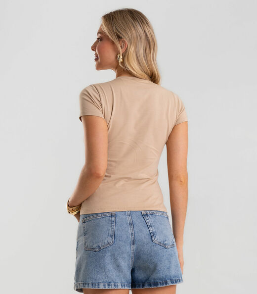 Blusa Feminina Cotton Leve Básica Rovitex Bege