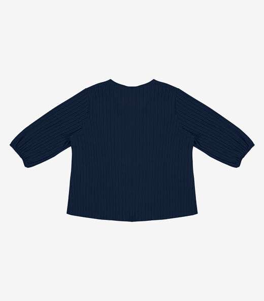 Blusa Canelada Plus Infinita Cor Azul