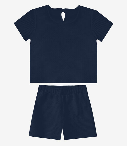 Conjunto Infantil Feminino Blusa e Short Select Azul