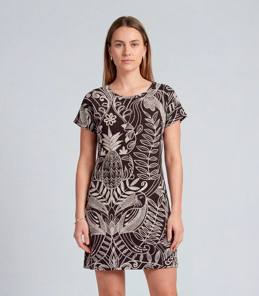 Vestido Básico Com Gola Redonda Infinita Cor Preto