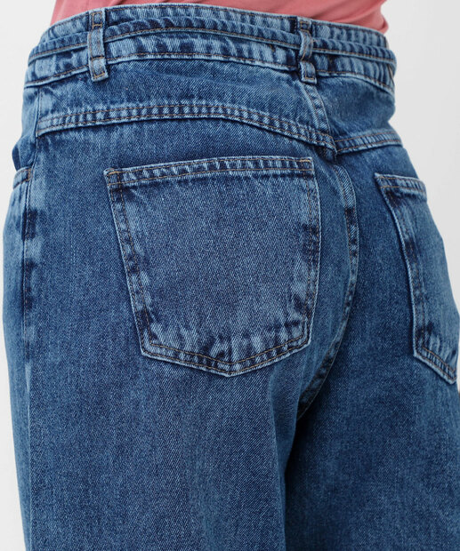 Calça Jeans Pantalona Amarração Feminina Biotipo Azul