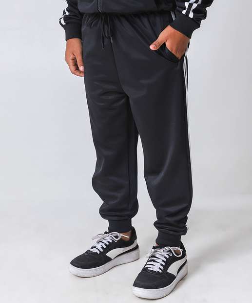 Calça Infantil Jogger Helanca Marisa Tam 4 a 10 Preto