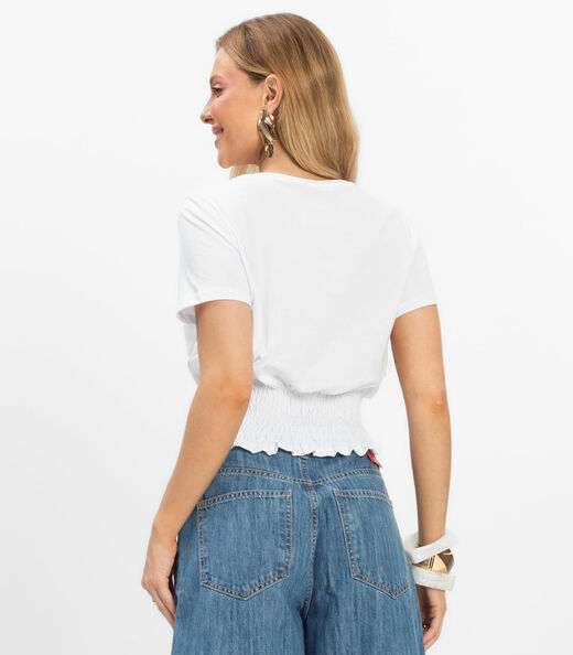 Blusa Feminina Com Lastex Dianna Branco