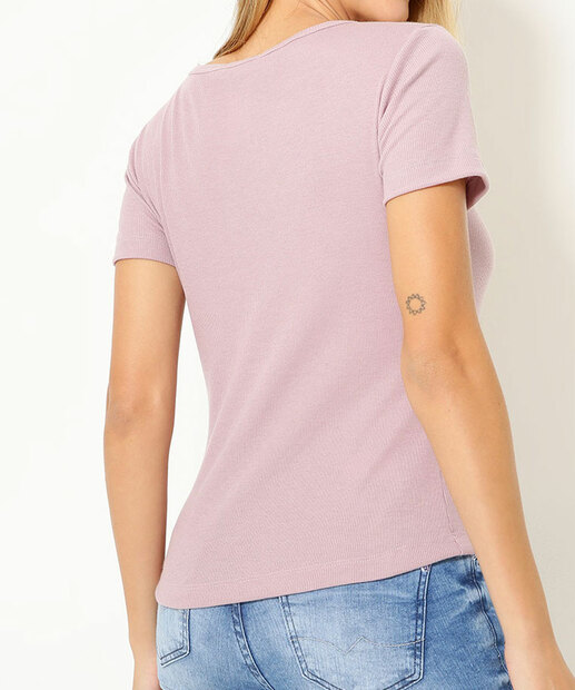 Blusa Feminina Canelada Manga Curta Marisa
