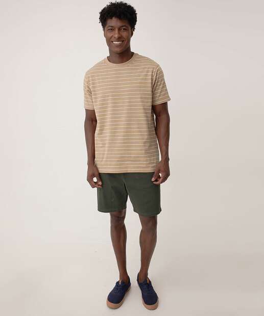 Camiseta Masculina Listrada Manga Curta MR
