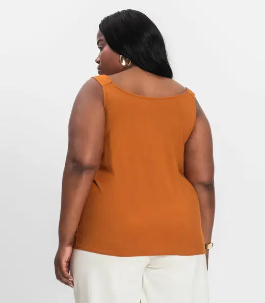 Regata Feminina Plus Size Infinita Cor Chocolate