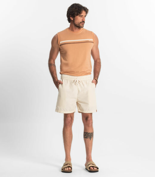 Bermuda Masculina Sarja Elástico E Bolsos Shift Bege