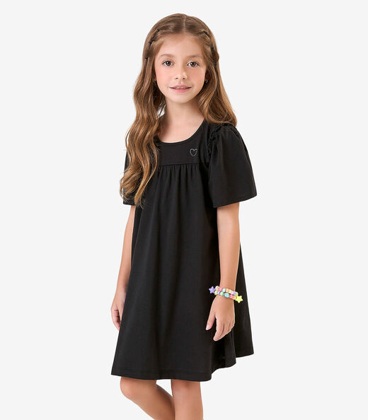 Vestido em Meia Malha Rovi Kids Preto