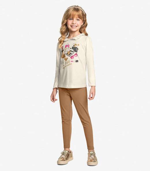Conjunto Infantil Blusa Com Legging Trick Nick Bege
