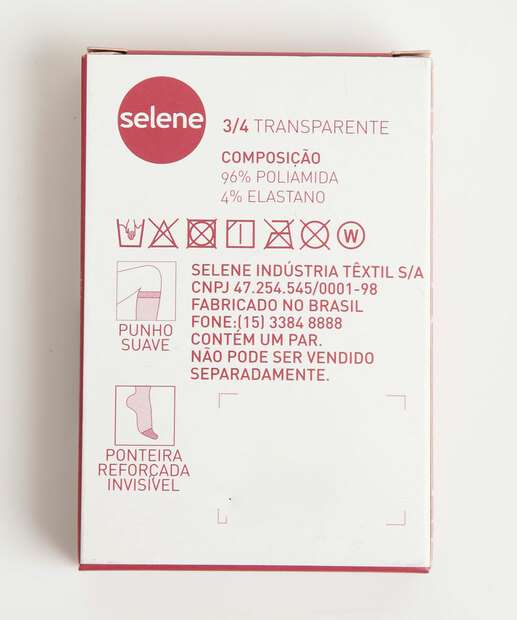 Meia Fina 3/4 Feminina Fio 15 Selene