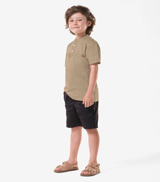 Conjunto Infantil Camisa Com Bermuda Trick Nick Bege