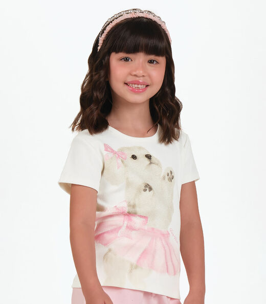 Blusa Ribana 2X1 Menina Trick Nick Bege
