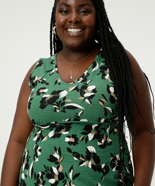 Vestido Plus Size Feminino Midi Floral Marisa