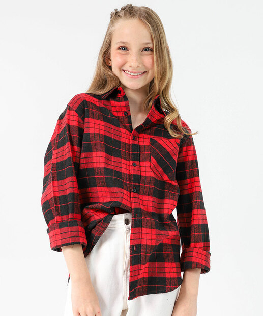 Image_Camisa Juvenil Cadrez Flanelada Marisa Tam 10 a 16 Vermelho