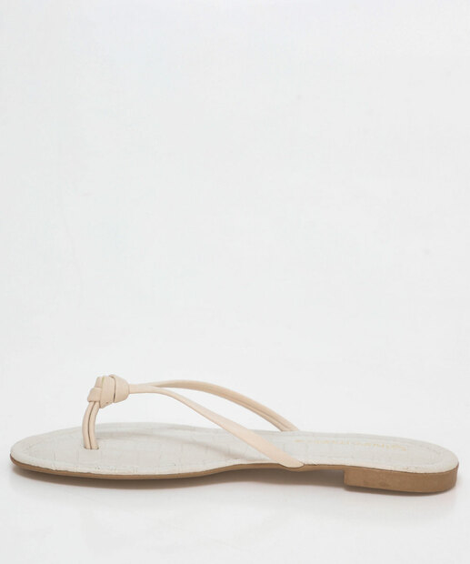 Rasteirinha Feminina Tiras Nó Off White