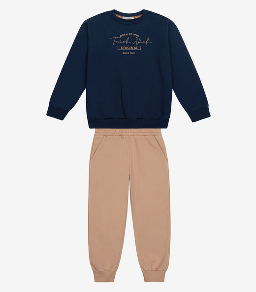 Conjunto Blusão Com Calça Moletom Felpa Trick Nick Azul