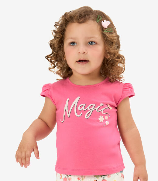 Conjunto Infantil Blusa Com Shorts Rovi Kids Rosa