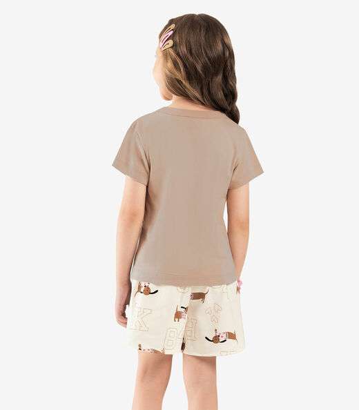 Conjunto Blusa Com Shorts Rovi Kids Marrom
