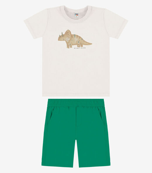 Image_Conjunto Camiseta Com Bermuda Infantil Rovi Kids Bege