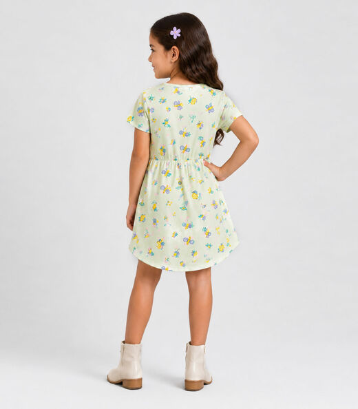 Vestido Curto Infantil Estampado Select Verde