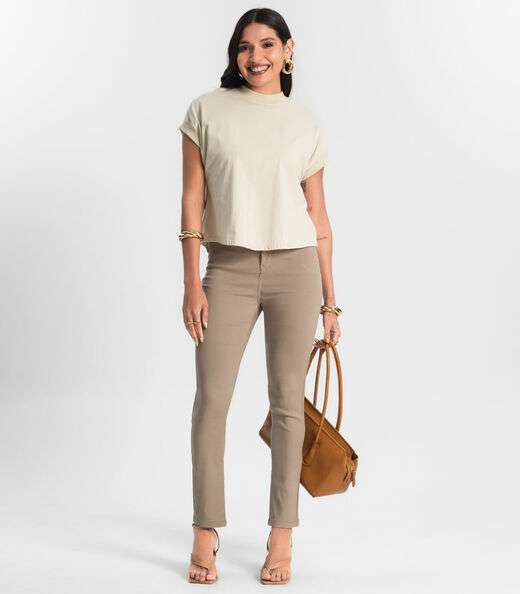 Blusa Feminina Meia Malha Bege