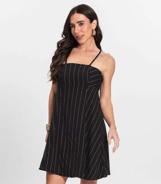 Vestido Curto De Alças Decote Quadrado Endless Preto