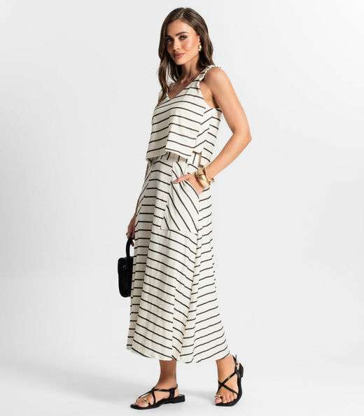 Saia Midi Com Bolso Endless Preto