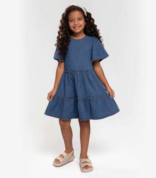 Vestido Jeans Infantil Trick Nick Azul