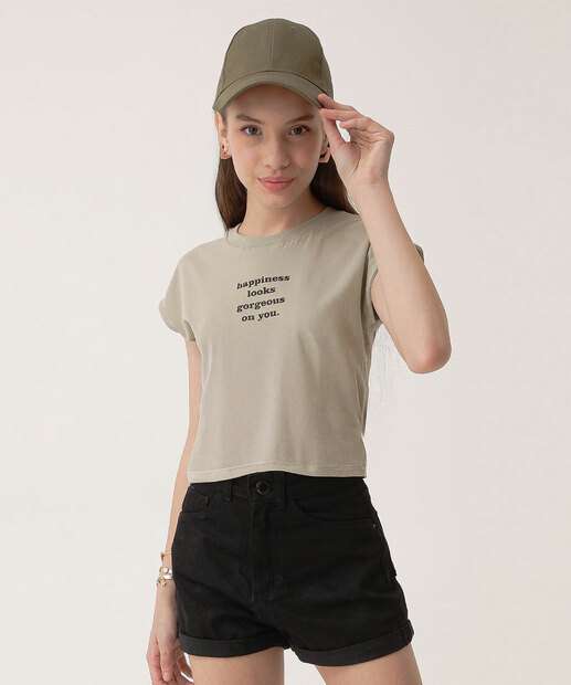Blusa Juvenil Cropped Estampado Marisa Tam 10 a 16