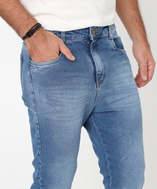 Calça Masculina Jeans Skinny Bolsos Azul