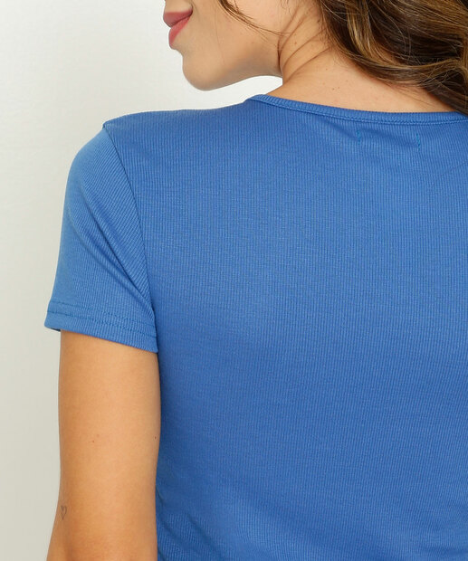Blusa Feminina Canelada Manga Curta Marisa