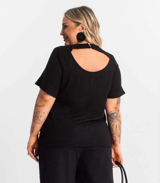 Blusa Plus Size Feminina Secret Glam Preto