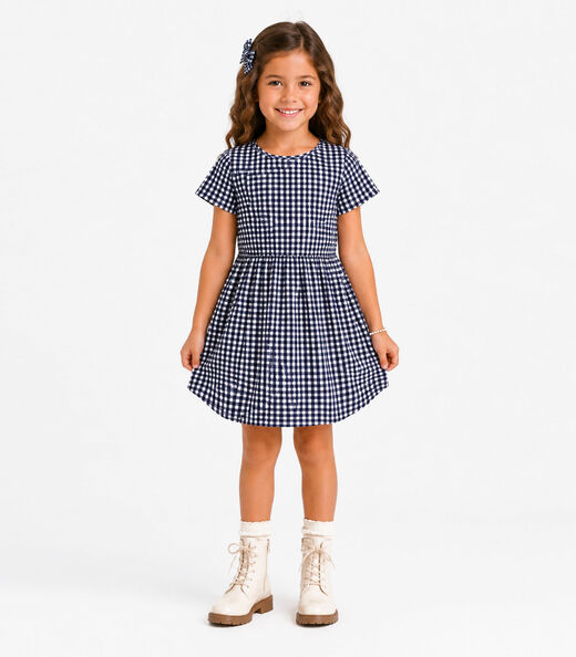 Vestido Curto Infantil Estampado Select Azul