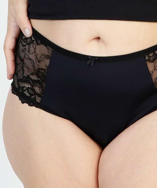Kit 2 Calcinhas Plus Size Alta Recorte Renda Marisa