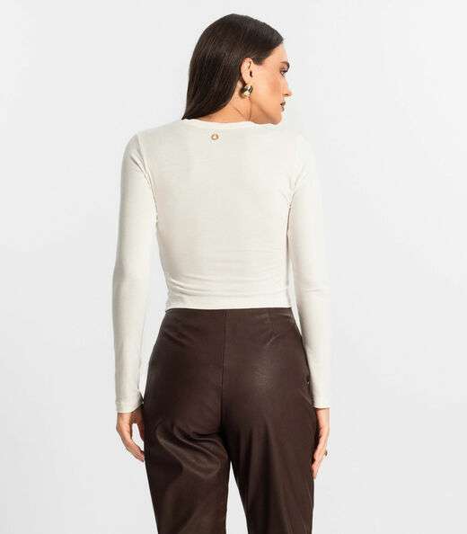 Blusa Feminino Manga Longa Endless Bege