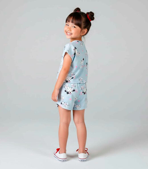 Conjunto Infantil Feminino Short E Blusa Select Azul