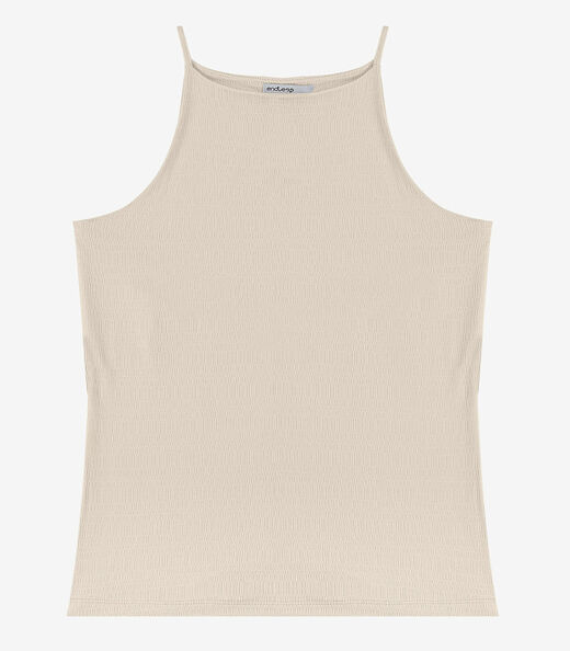 Blusa de Alça Visco Maquinetada Feminina Endless Bege